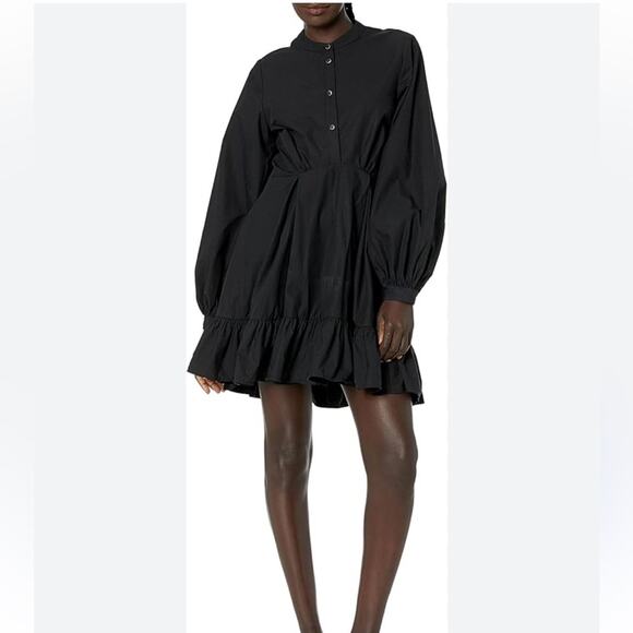 The Kooples Ruffled Long Sleeve Buttoned Shirt Dress Size 3 Large - Picture 2 of 9